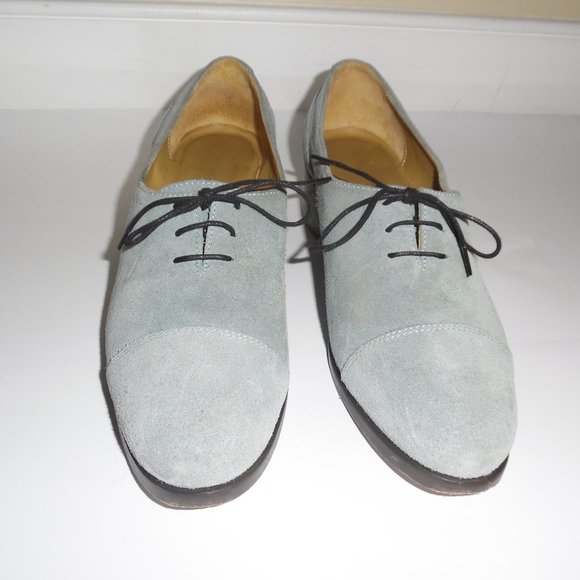 Billy Reid Blue Suede Handmade Lace up Oxford Boots Shoes Booties Block heel 9.5 - Picture 2 of 8